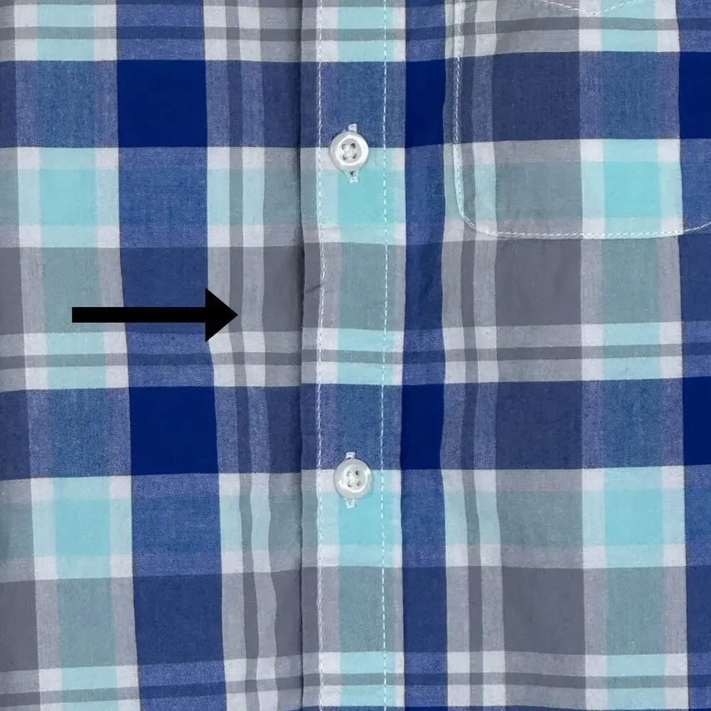 The Children's Place Boys Button-Up Shirt 5/6 Blue Gray Plaid Long Sleeve Cotton